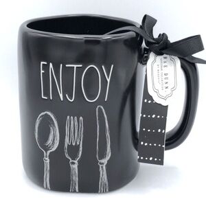 Rae Dunn Enjoy Black Utensil Sketch Design NWT